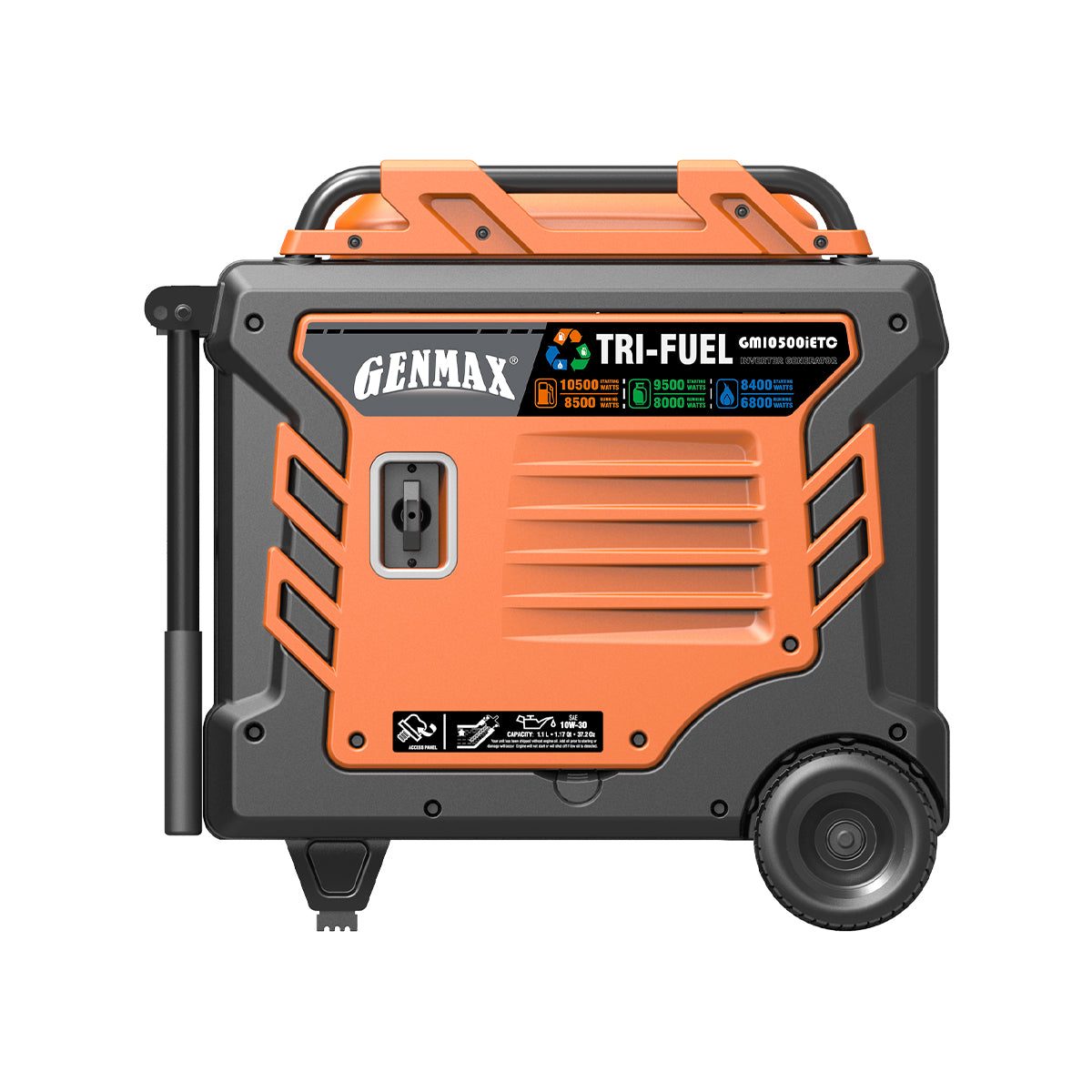 GENMAX GM10500iETC 10500-Watt 458cc Tri-Fuel Inverter Generator with Remote Start, photo 4 of 5