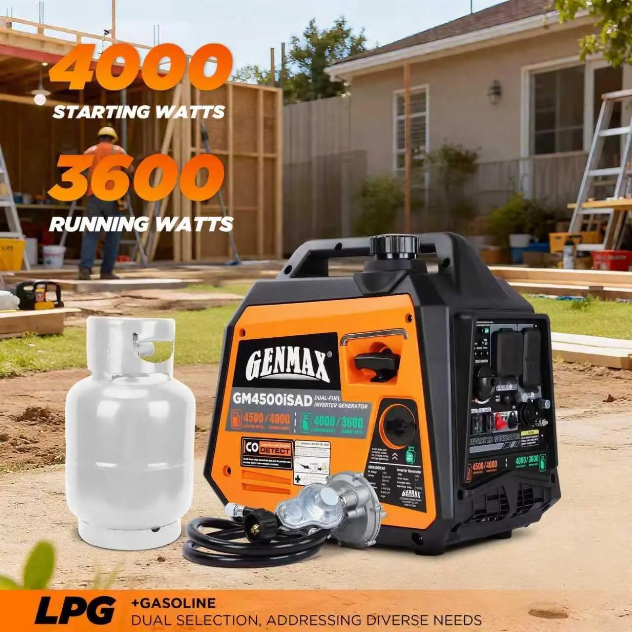 GENMAX GM4500iSAD 4500W Peak Dual-Fuel Silent Inverter Generator, photo 3 of 8