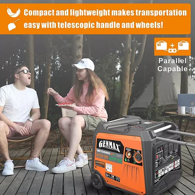 GENMAX GM7500iAED 7500-Watt Dual-Fuel Inverter Generator, photo 5 of 7