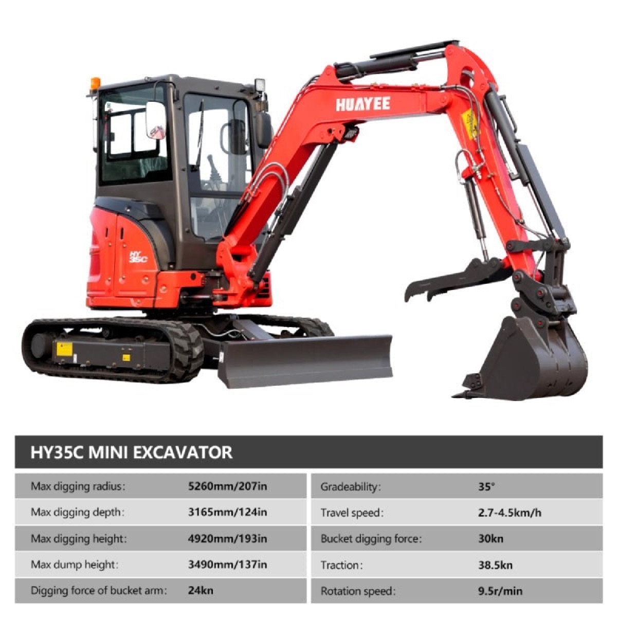 3.5 Ton Yanmar Diesel Mini Excavator with Enclosed A/C Cab, Hydraulic Thumb and Swing Boom, photo 7 of 8