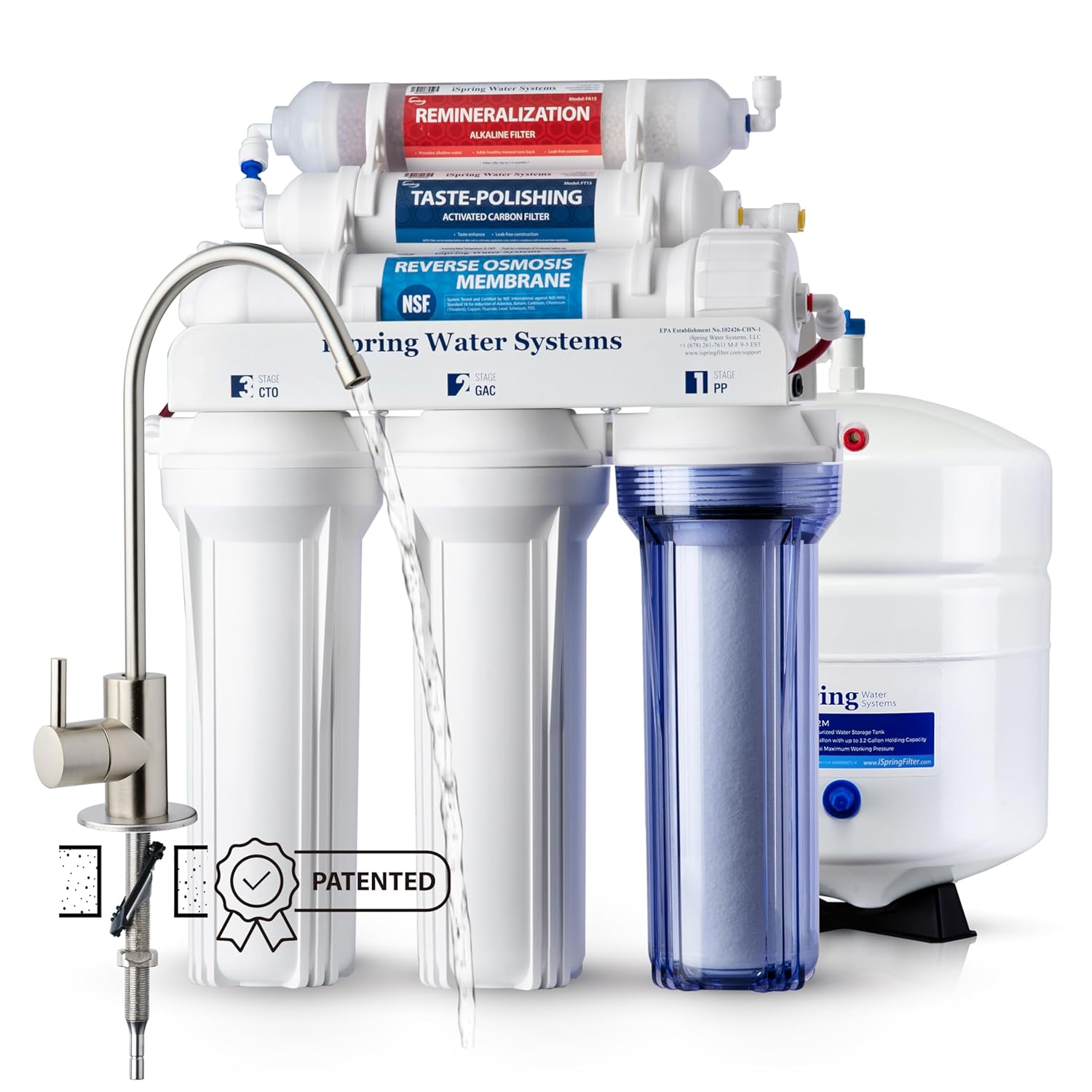 iSpring RCC7AK 6-Stage Under-Sink Reverse Osmosis Drinking Water System with Alkaline Remineralization, photo 1 of 6