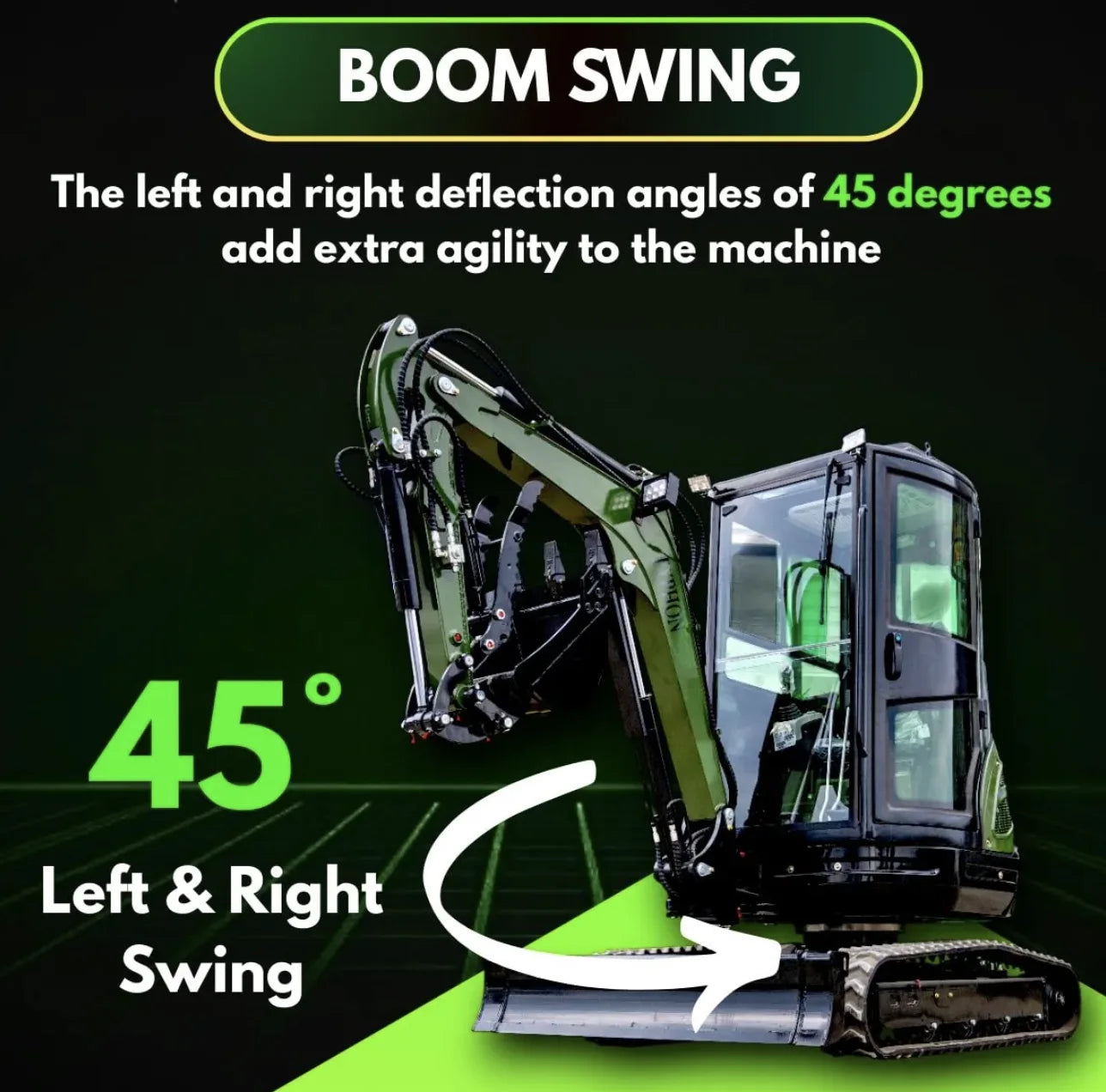 TYPHON TERROR XXV Diesel Mini Excavator 2.7 Ton, 25.1 hp Kubota D1105 Retractable Tracks, AC Cabin, photo 4 of 12